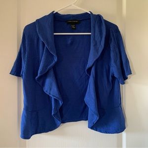 Cable & Gauge royal blue open front short sleeve cardigan